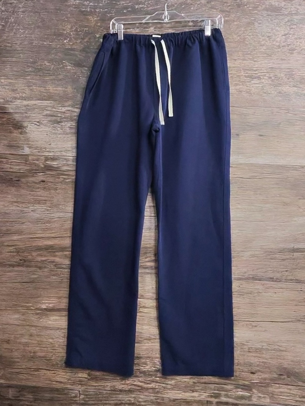 Figs Navy Drawstring Wide-Leg Scrub Track Pants